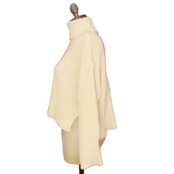 MADEWELL Wide Rib Turtleneck Sweater XXS Antique Cream Cableknit Pullover NWT B5 - Picture 5 of 6
